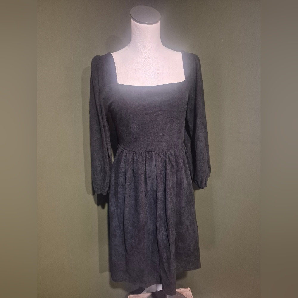 Black Square Neck (Front & Back) Dress